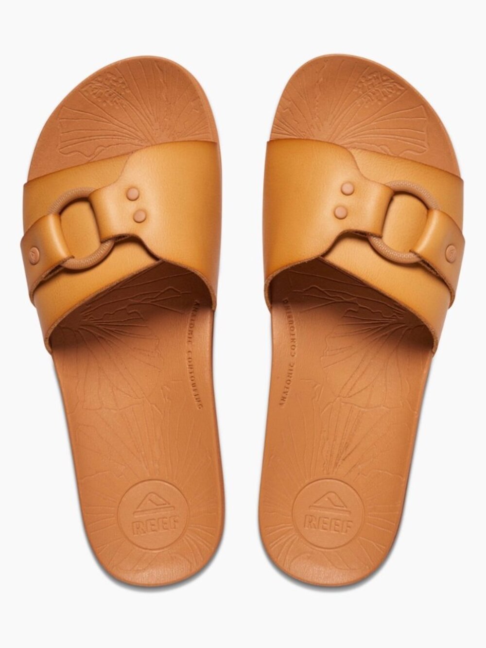🌴 NWT Reef Vista Soho Cruz Slides Women's 6 Natural Vegan Leather Sandals 🌴